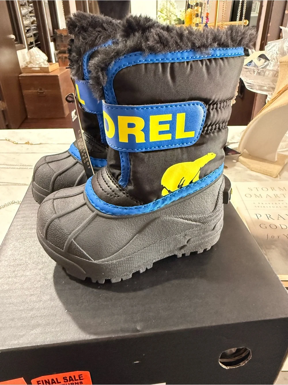 Sorel Kids Black and Blue Polar Bear Winter Boots